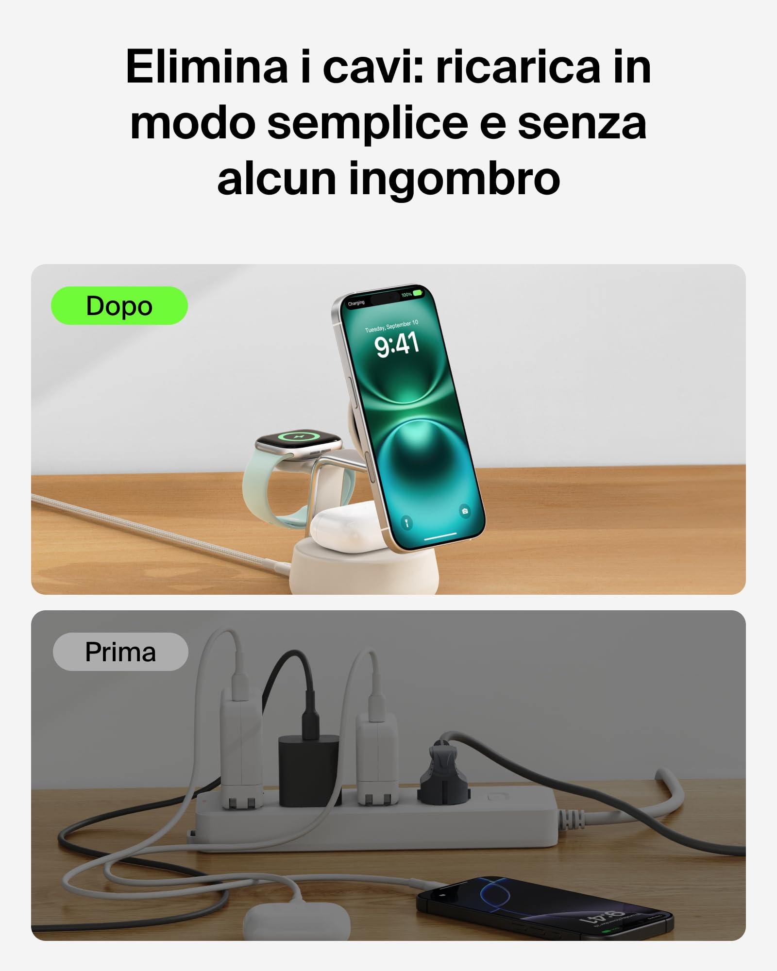 Belkin UltraCharge Pro Caricatore Wireless 3 in 1, Stazione di Ricarica Qi2 25W, Compatibile con MagSafe per iPhone 16, Apple Watch, AirPods, Pixelsnap con Ventilatore e Adattatore 45W, Sabbia