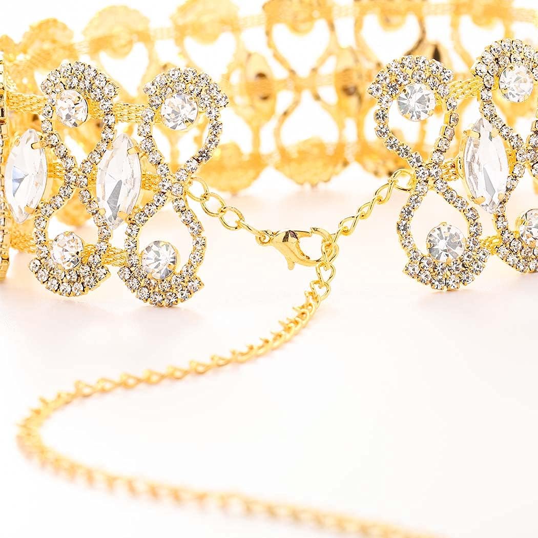 CanB Rhinestone Necklace Choker Adjustable Crystal Collar Wedding Bridal Choker Sparkly Neck Jewerly Accessories for Women and Girls - Image 6