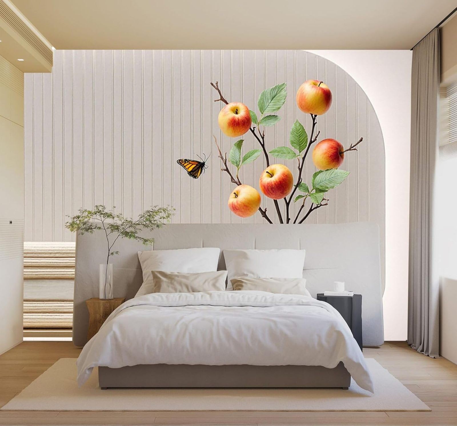 3D Papel Pintado Minimalista Mariposas Jarrón Ramas Naturaleza Arte