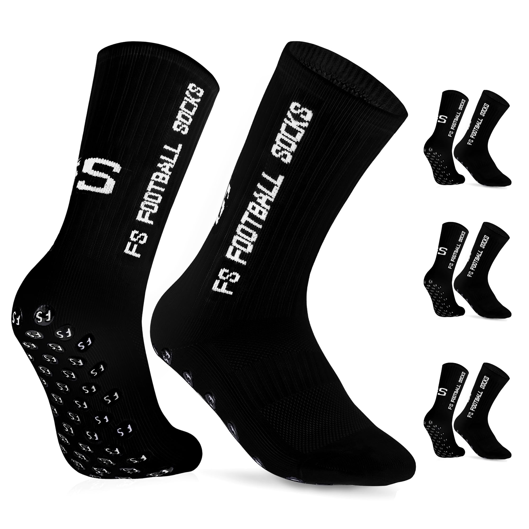 Gohanny Calze Calcio Antiscivolo Pacco da 3 Grip Socks Calcio, 35-39 39-46, Pettinato al 75%, Traspirante ed Elastico, Football Socks per Uomo Donna-Unisex Adulto