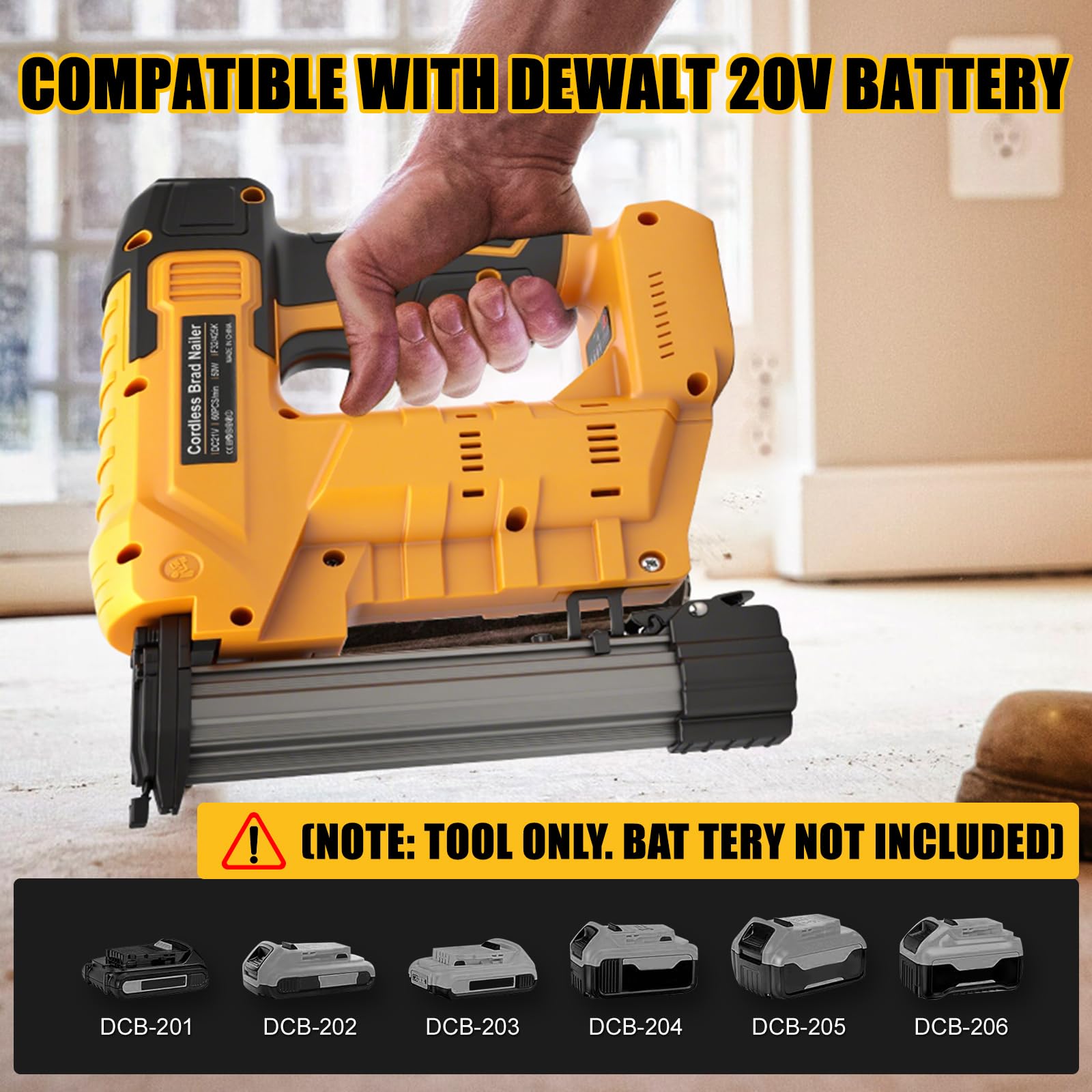 Pistola per unghie da 18 GA compatibile con batteria Dewalt da 20 V, chiodatrice elettrica senza fili 2 in 1, 500 chiodi e 500 graffette incluse per la lavorazione del legno fai da te (senza batteria)