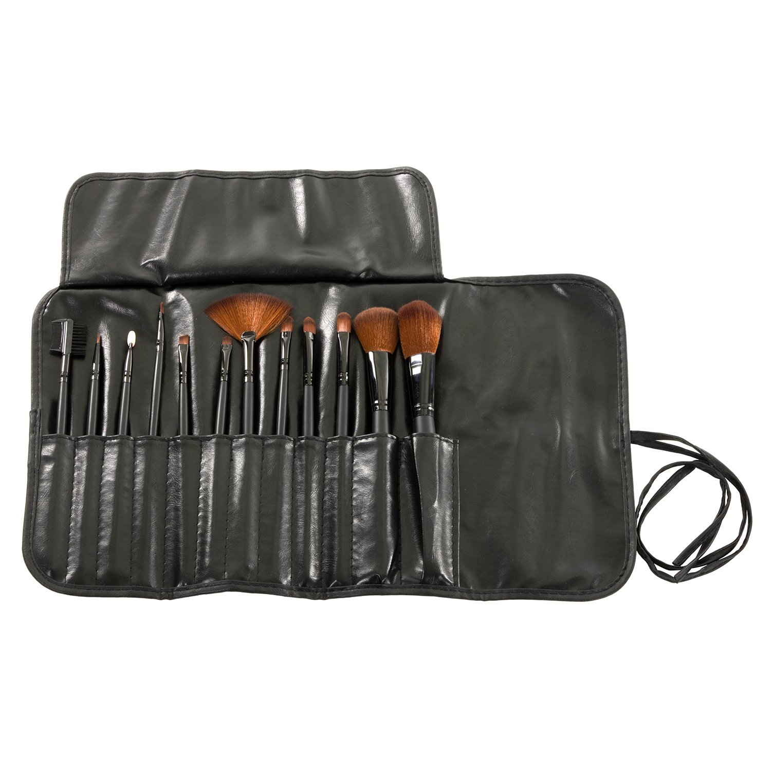 12pc Studio Pro Makeup Make Up Cosmetic Brush Set Kit w/ Leather Case - For Eye Shadow, Blush, Concealer, Etc