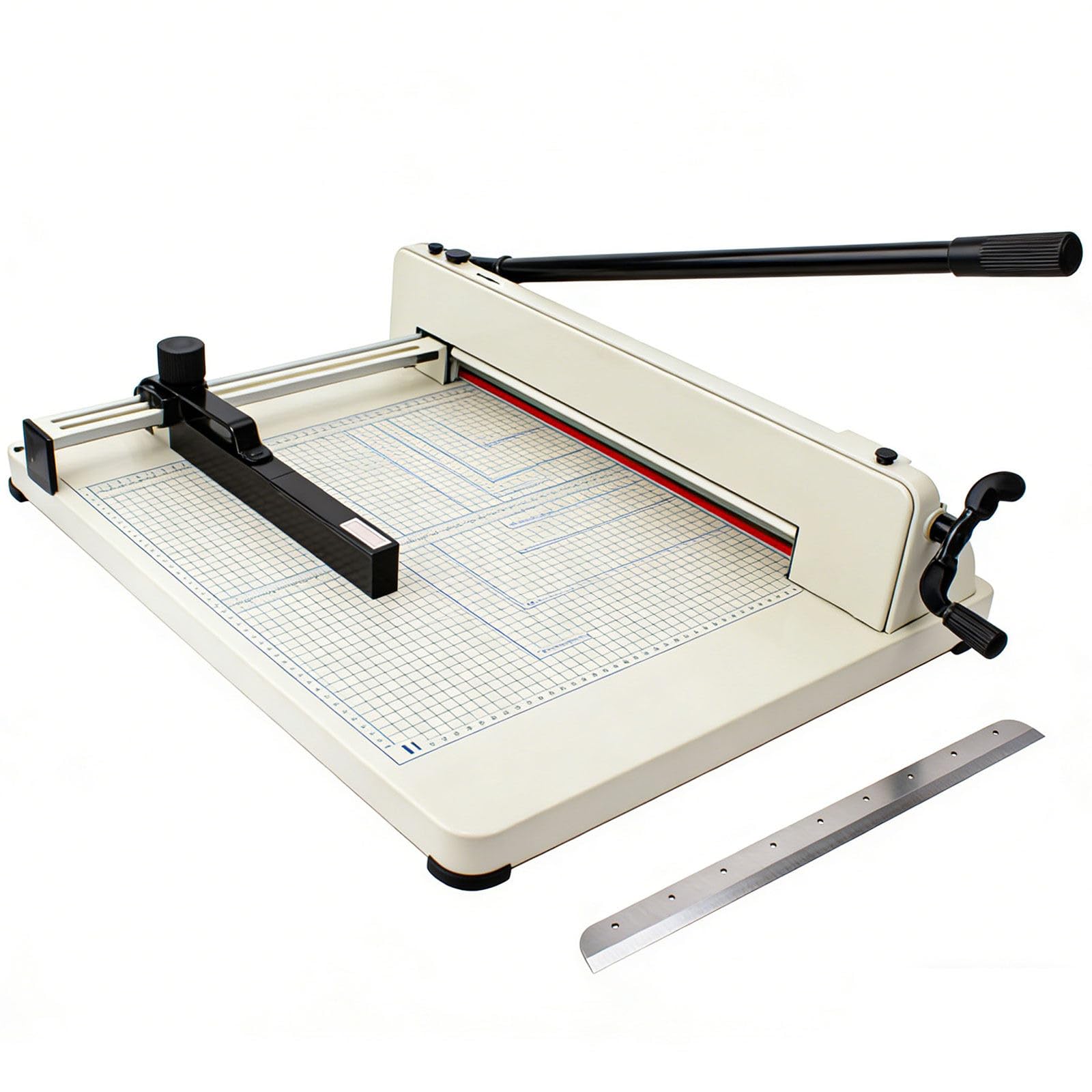 Massicot Guillotine Papier, capacité de 400 Feuilles Feuilles Massicot Guillotine avec quadrillages épaisseur Coupe 40 mm,avec Lame de 315/440 mm,pour Carte, Carton, PVC, Cuir A3+Blade*1
