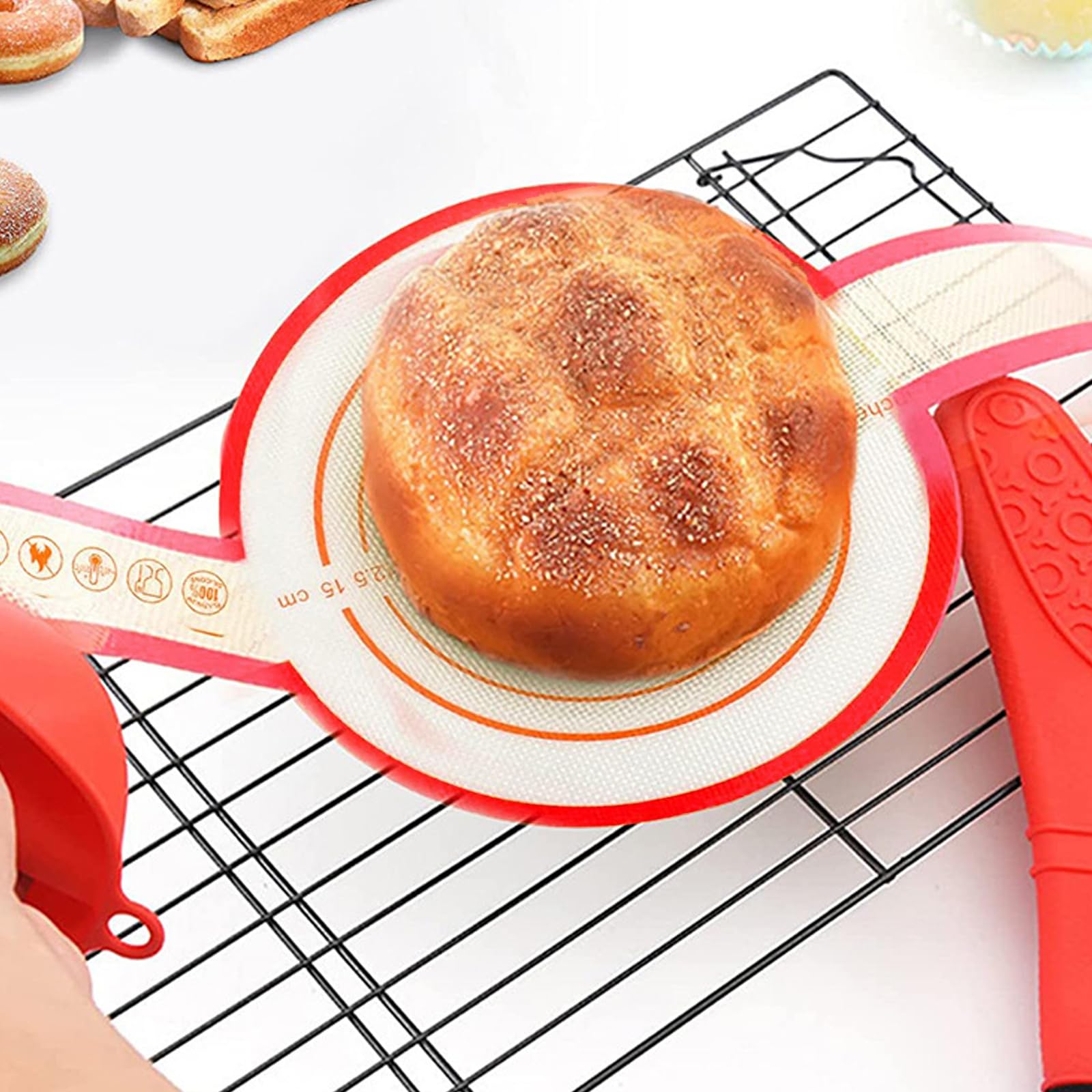 Élingue à Pain En Silicone HOTUT - 2 Tapis De Cuisson Réutilisables Pour Four Hollandais - 56.5x21 Cm, Résistant Jusqu'à 230°C