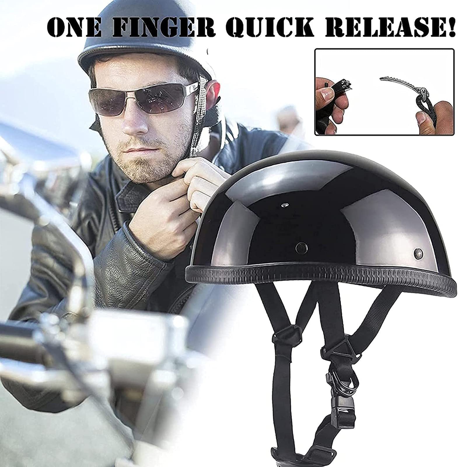 Caschi da Moto Aperti Portatili, Casco Jet omologato ECE, Mezzo Viso, Stile retrò, Leggero, per Uomo e Donna, Casco da Scooter, Cruiser, Chopper A,S=54-56cm
