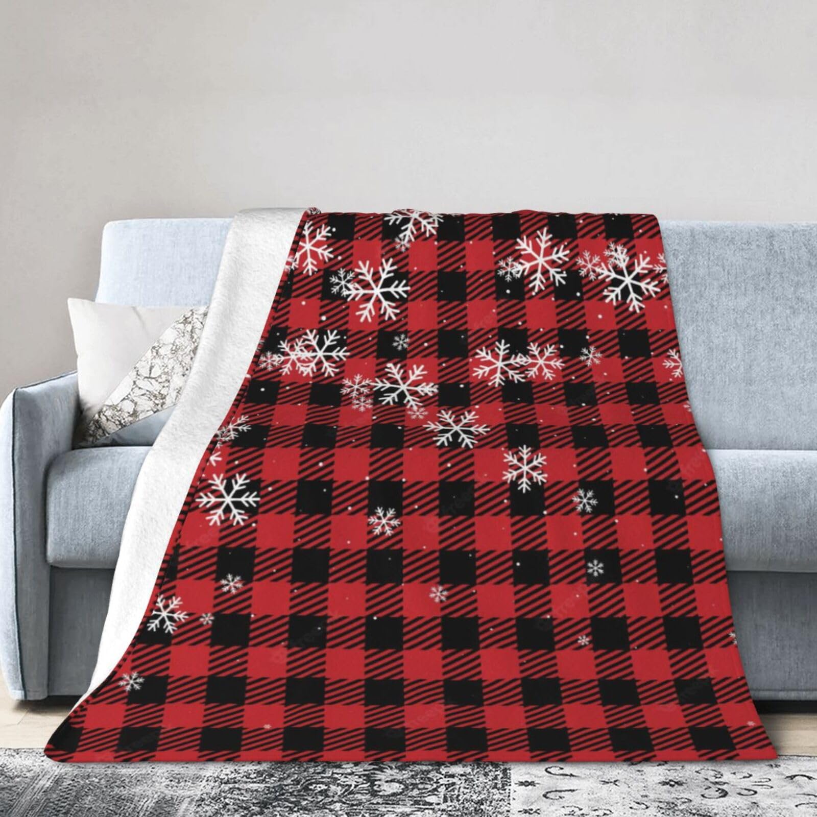 ERTDFXCV Christmas Plaid Blanket 60"x50"