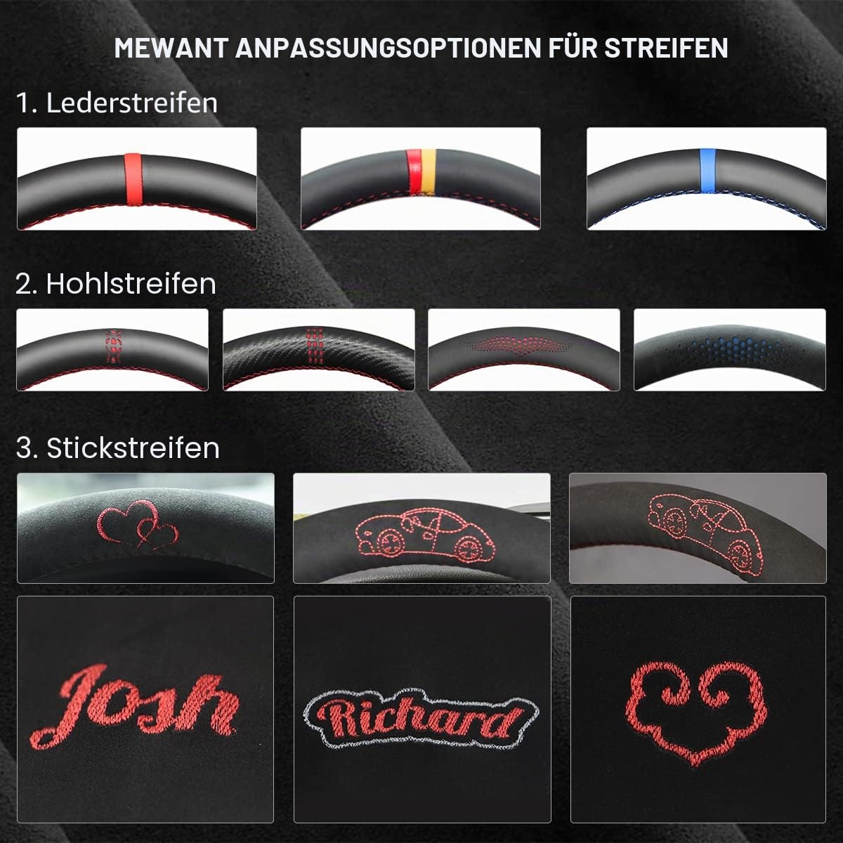 MEWANT Passgenauer Lenkradbezug zum Nähen für E46 E39 325i E53 | E46 E39 325i E53 X5 Echtes Leder Lenkrad Atmungsaktiv Für Beheizte Lenkräder Langlebig