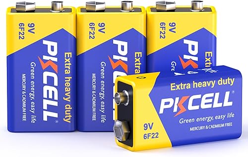 Miniatura 11 de PKCELL Baterías de 9 V, paquete de 10 baterías de 9 voltios de carbono y zinc, batería de 9 V para detector de humo, alarmas, batería cuadrada 6F22