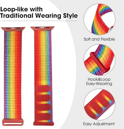 Miniatura 9 de BlackPro Correa para Apple Watch para niños, correa de nailon suave transpirable para niños y niñas, compatible con iWatch Series 876543SESE2 1.496