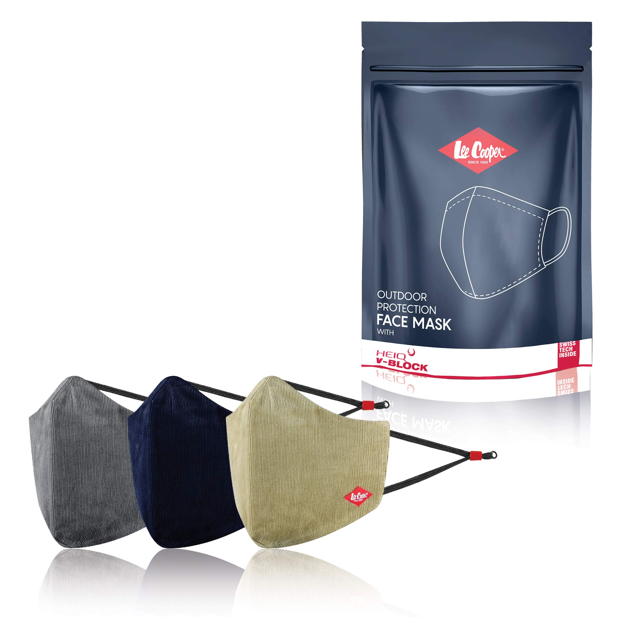Lee Cooper Lightweight Multi-Layer Corduroy Face Mask For Outdoor Protection, Super Breathable & Reusable Cloth