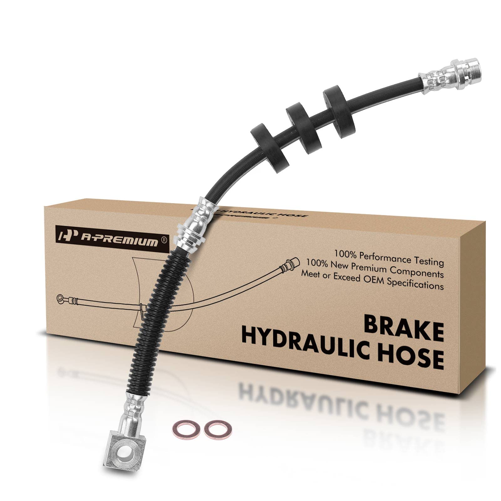 A-premium Black Brake Hydraulic Hose 29.5 inches, Direct Replacement for Ford Focus 2008-2011 Taurus X Front Left, 7mm Inside Diameter, Part Number APBHH758