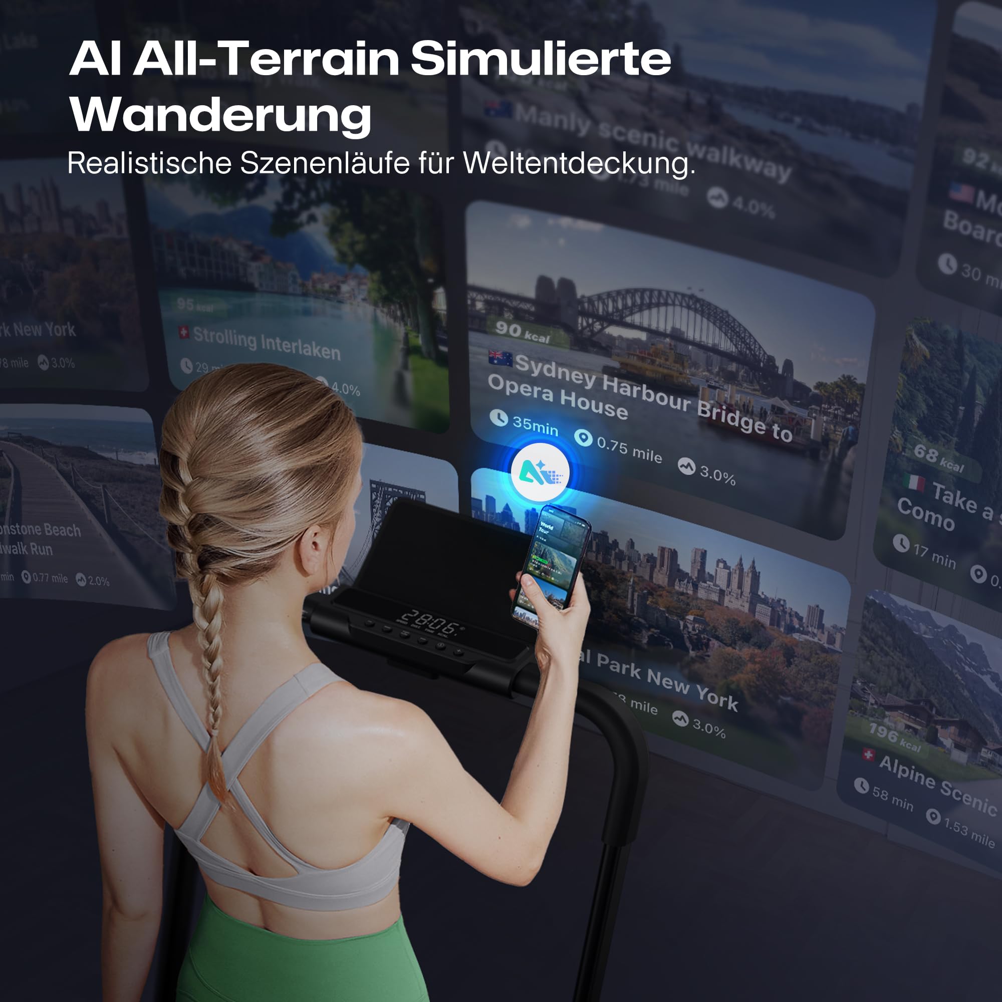 UREVO 2 in 1 Laufband für zuhause mit APP, Walking pad mit doppelter Stoßdämpfung, ‎1-10 km/h Laufband Klappbar mit Fernbedienung und LED-Anzeige für Zuhause/Büro