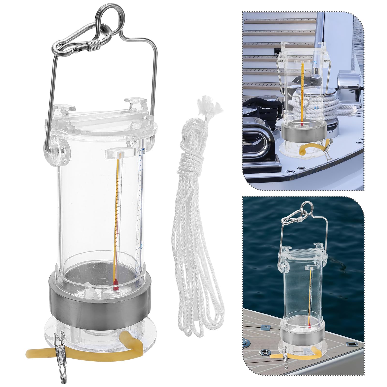 Zerodeko Muestreador de Agua Marina 1l de Acrílico Transparente Configuración de Acero Inoxidable, Equipo Científico Portátil para Muestreo de Aguas Profundas y Análisis de Color Aleatorio