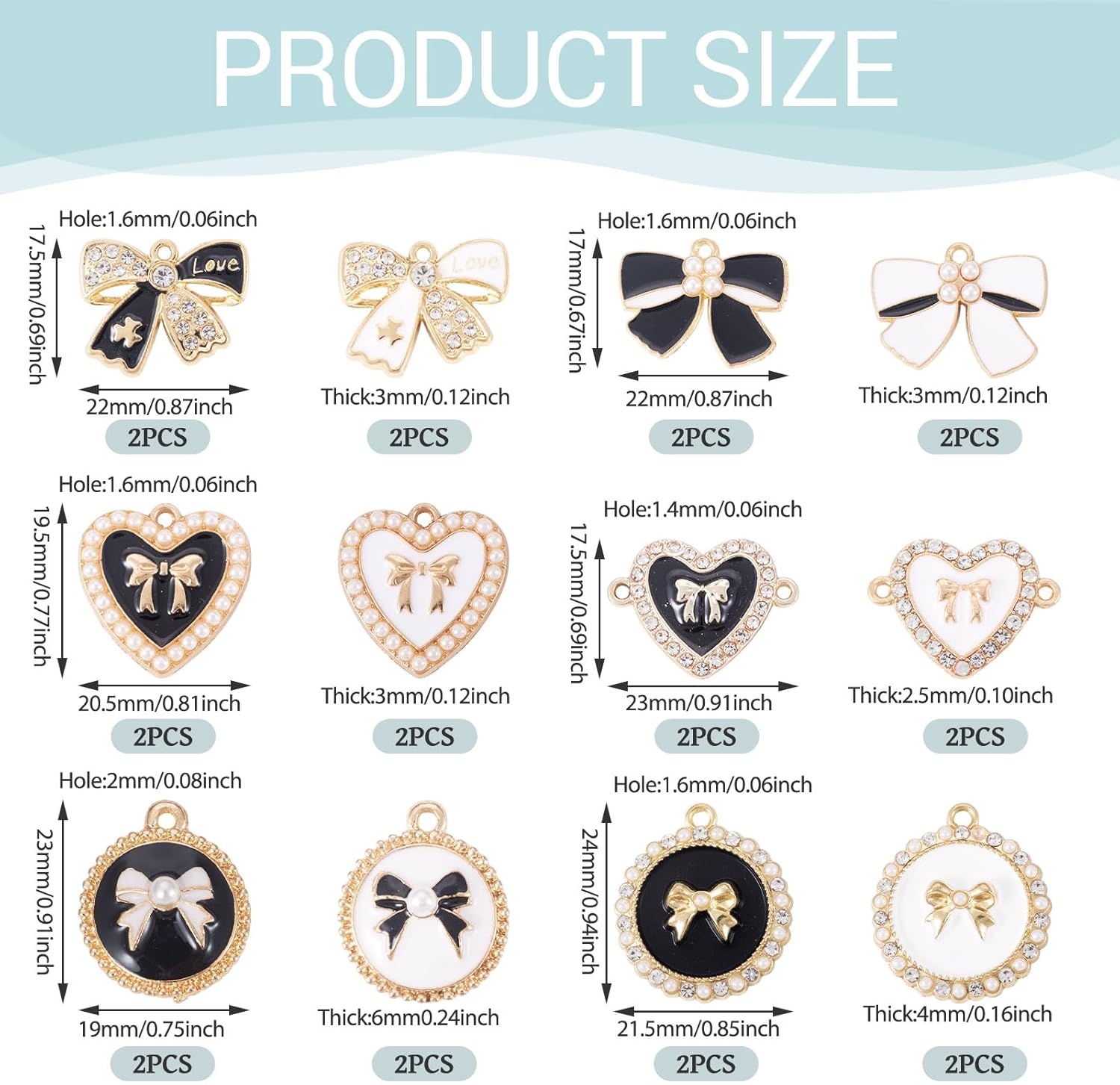 KISSITTY 24Pcs Alloy Enamel Bowknot Charm Pendants Colorful Rhinestone Bow Tie Dangle Charms Bulk Assorted Mixed Shape Kawaii Metal Charms for Bracelets Necklaces DIY Jewelry Making Craft Supplies - Image 6