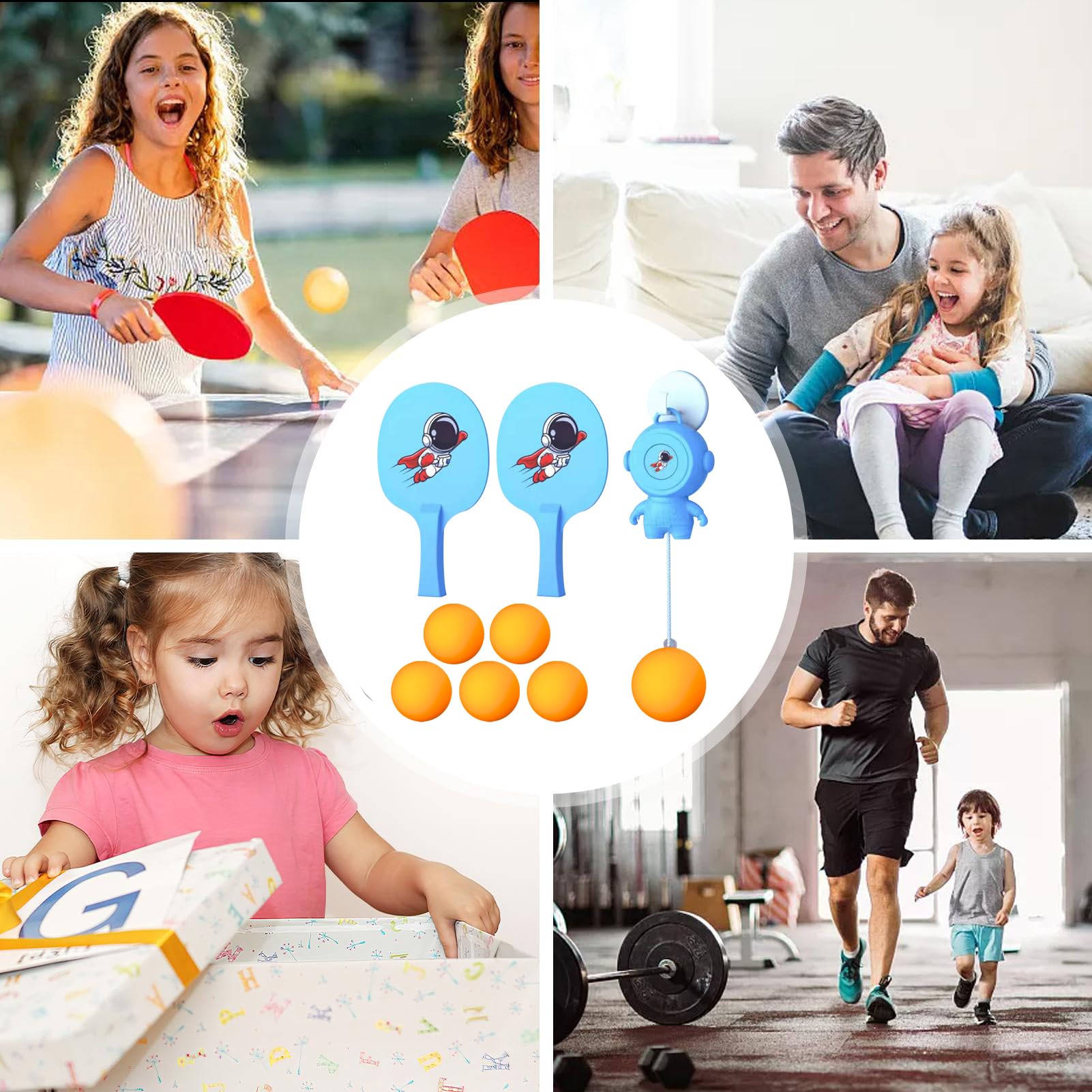 Gioco da porta pong, da appendere e da appendere, regolabile, materiale ABS PP con lunghezza del filo di 90 cm, include racchetta e palline per bambini, per due giocatori, feste al chiuso, esercizi