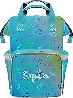 Vista 1 de Note Music - Mochila de pañales dorada con nombre, bolsa multifunción de gran capacidad para mamá, papá, unisex, niño y niña, Diseño 2