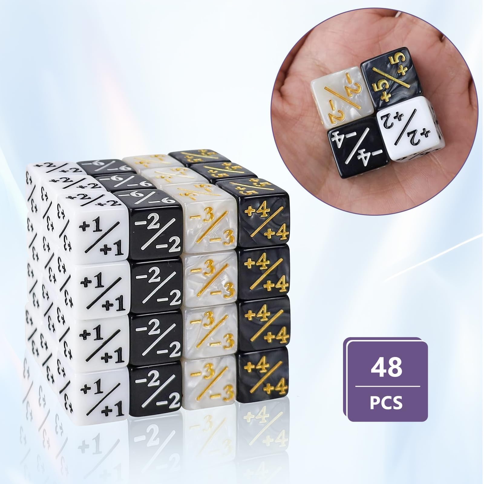 MTG kostka, 48 sztuk, Dice D6 Token Magic Dice z MTG, CCG, akcesoria do gry w karty, z workami do przechowywania