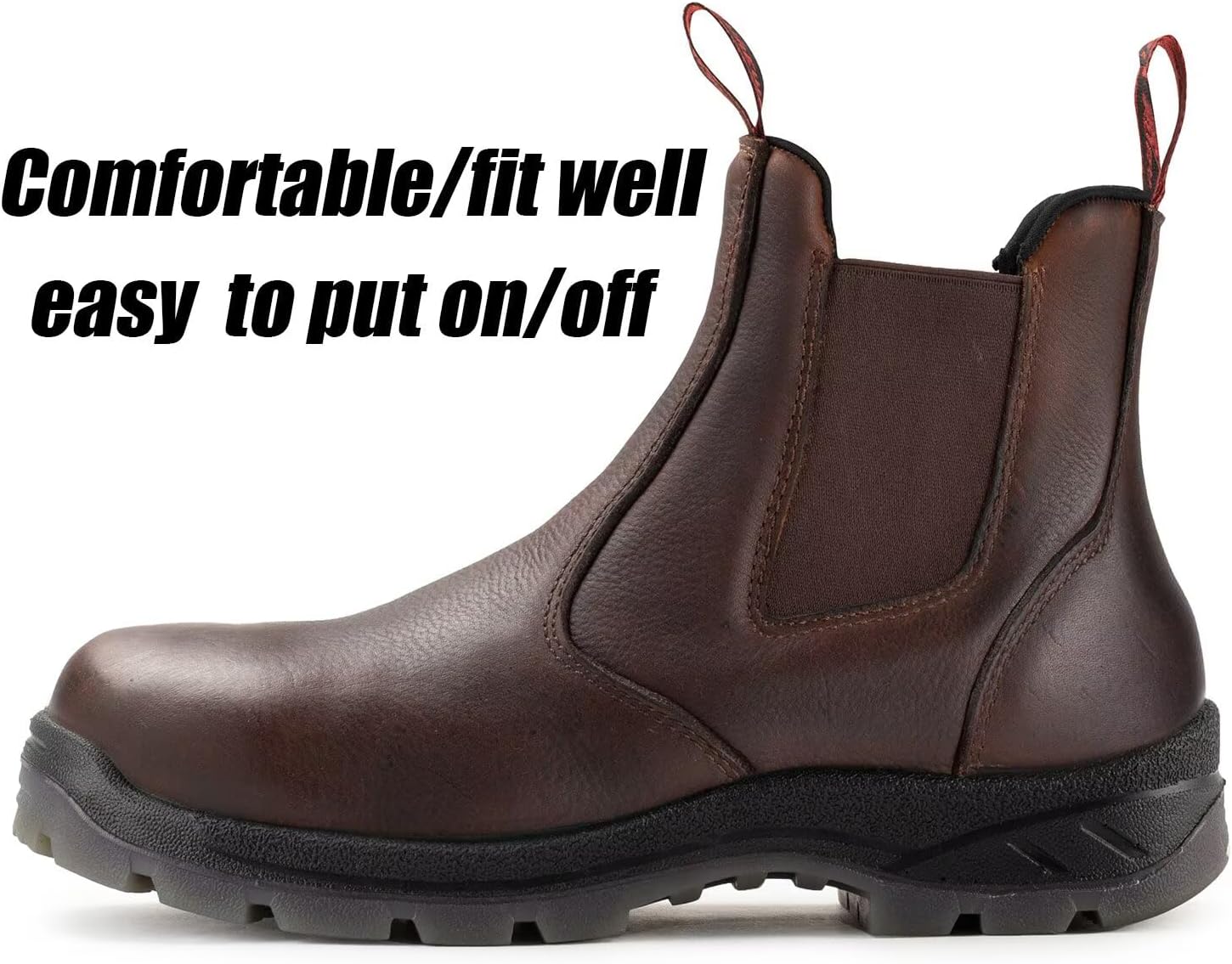 SUREWAY Men's Slip On Composite/Soft Toe Work Boots for Men,Upgraded Slip/Water Resistant,Electric Hazard,Fire Station Mechanic Insulated Work Boots/Shoes - Image 2