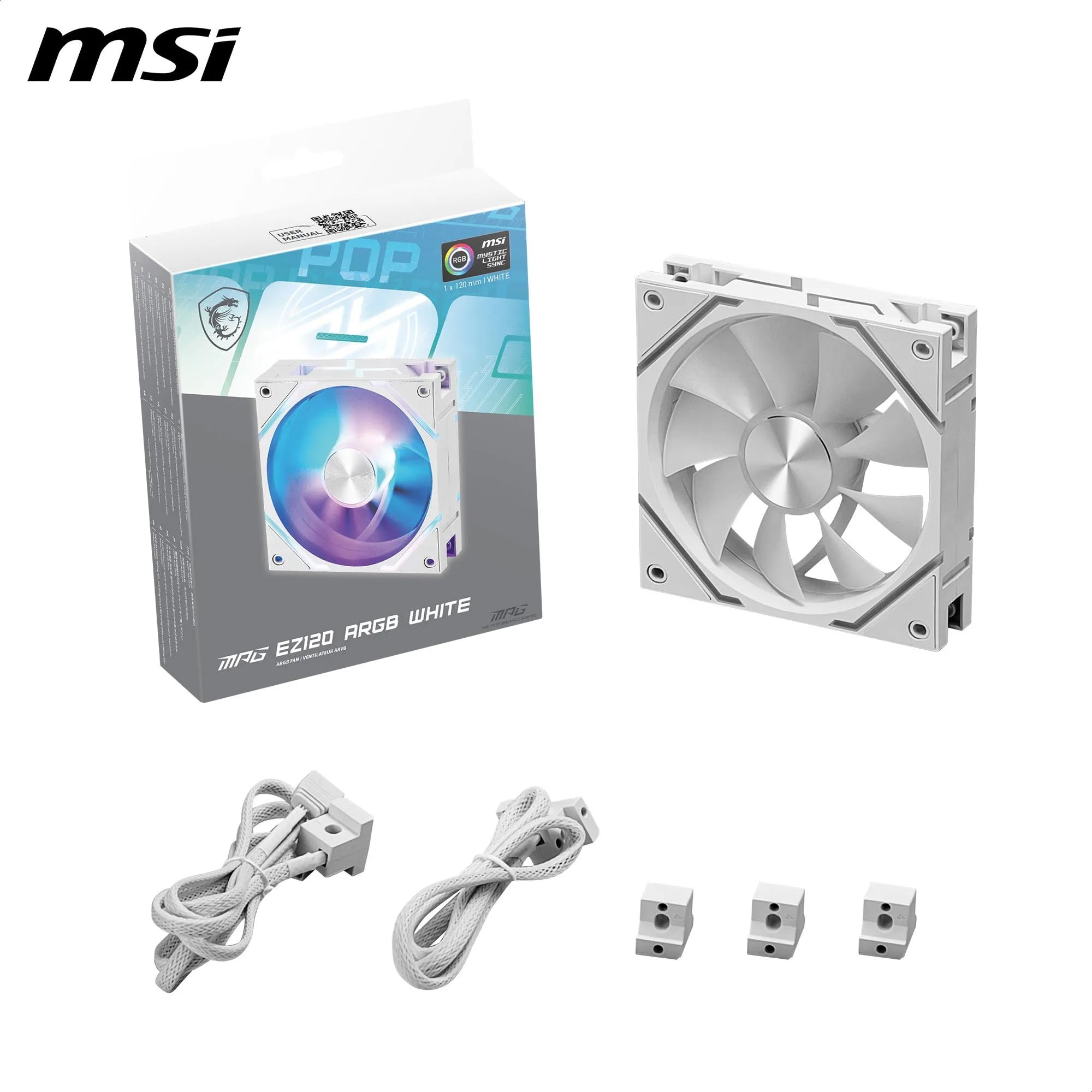 MSI MPG EZ120 ARGB-1B - Ventilateur noir ARGB de 120 mm, palier