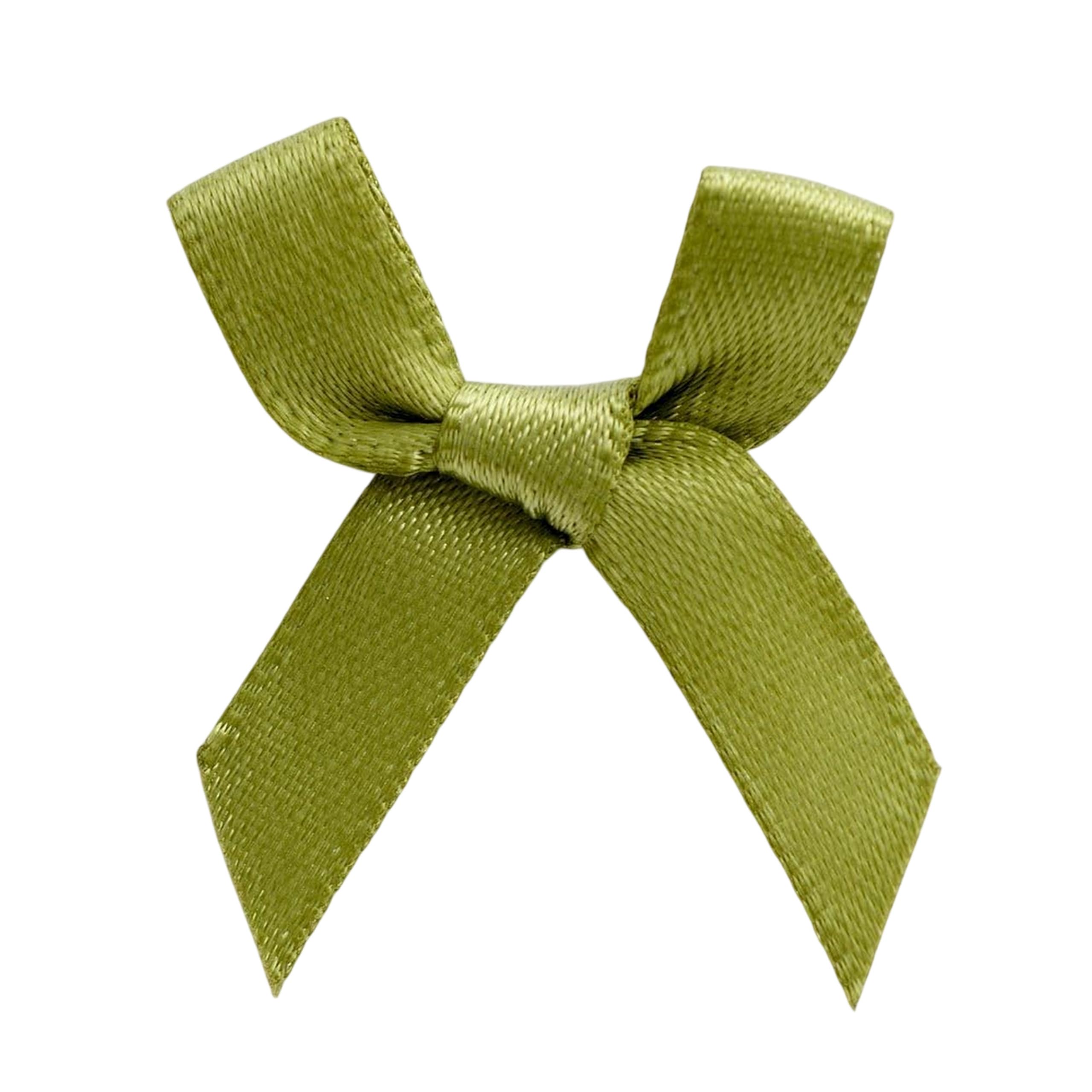 Italian Options Mini Satin Ribbon Bows, Small Bow Decorations for Crafts, Gifts, Hampers, Hair Bow, Wedding Stationery, Floristry, Christmas, Cakes, Crafting, Moss Green, 100 Pack, 3 cm