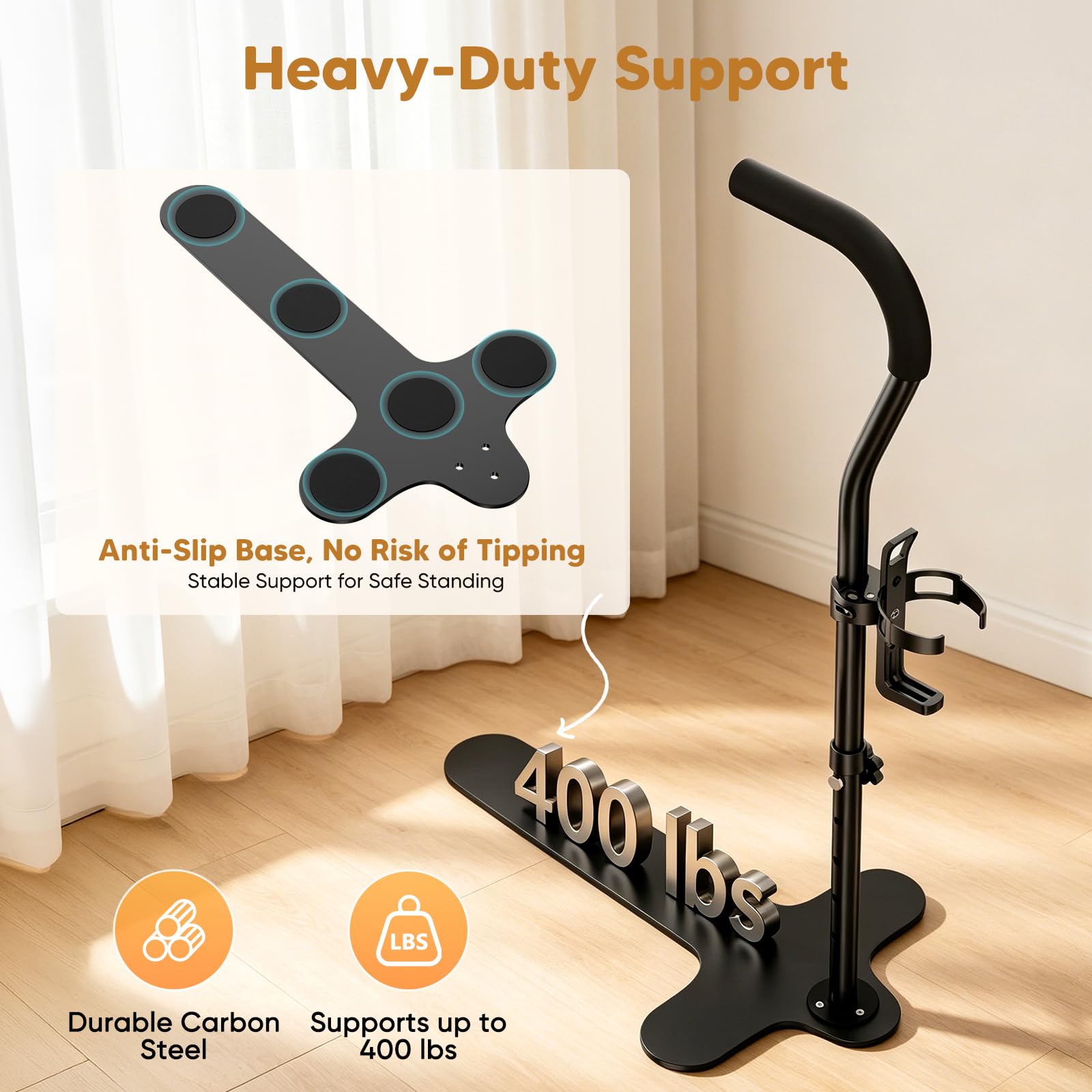 Ausili per Alzarsi da Divano/Sedie/Letto max 180 kg Antiscivolo, Ausilio per la Posizione Eretta su Divano con Portabicchieri per Anziani, Regolabile in Altezza per Divani e Sedie - Nero