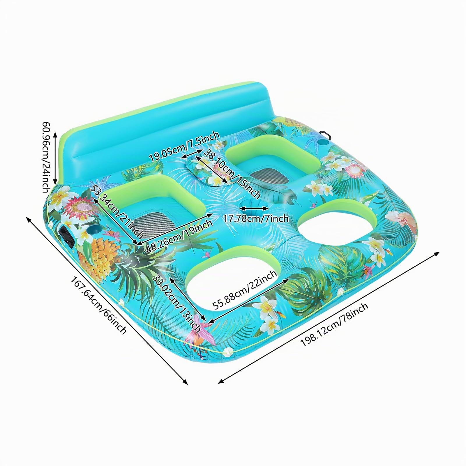 Lounge gonflable pour piscine XXL de 2 personnes, matelas à air avec boîte isotherme, porte-boissons, hamac aquatique, matelas double à air pour piscine, lac, mer jusqu'à 272 kg, bleu