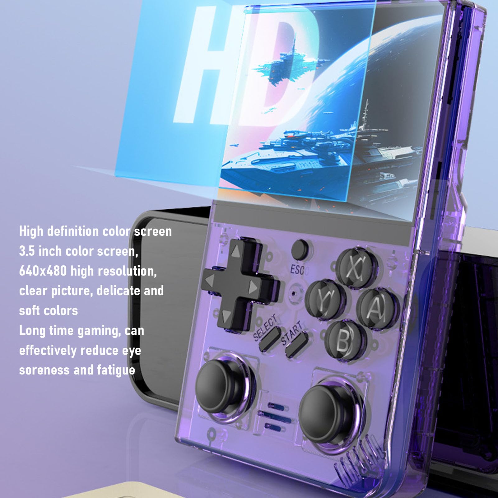 POENVFPO Console di Videogiochi Portatile della Console di Gioco Portatile retrò con Doppi Joystick 3D per Bambini, Open Source per Campeggio, Schermata IPS da 3,5 Pollici RK3326 Quad Core 1,5 GHz