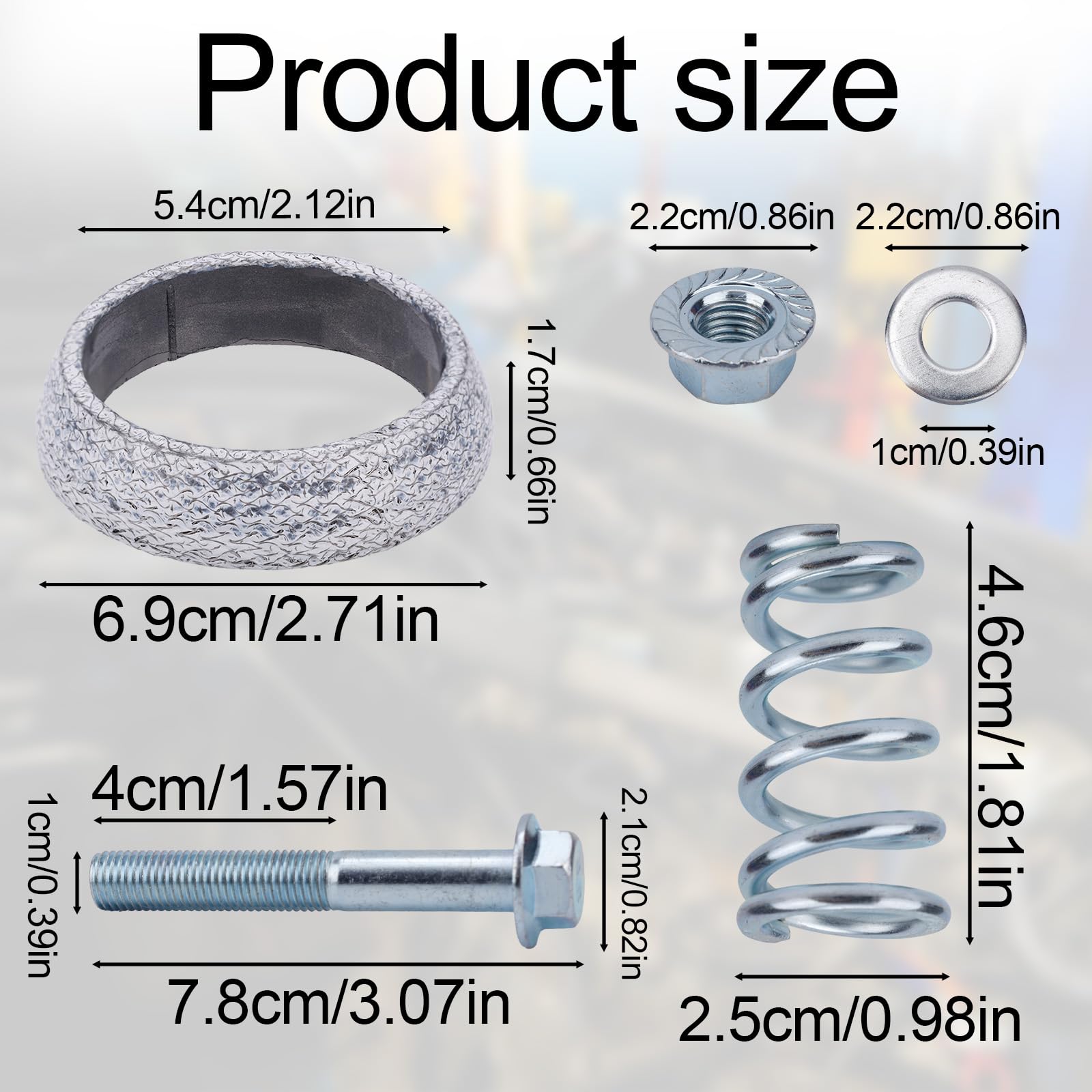 2 Juntas de Colector de Escape & 2 Pernos, Junta Donut Alta Temperatura con Resortes Amortiguadores para Reparación Escape Auto Camión SUV (54mm)