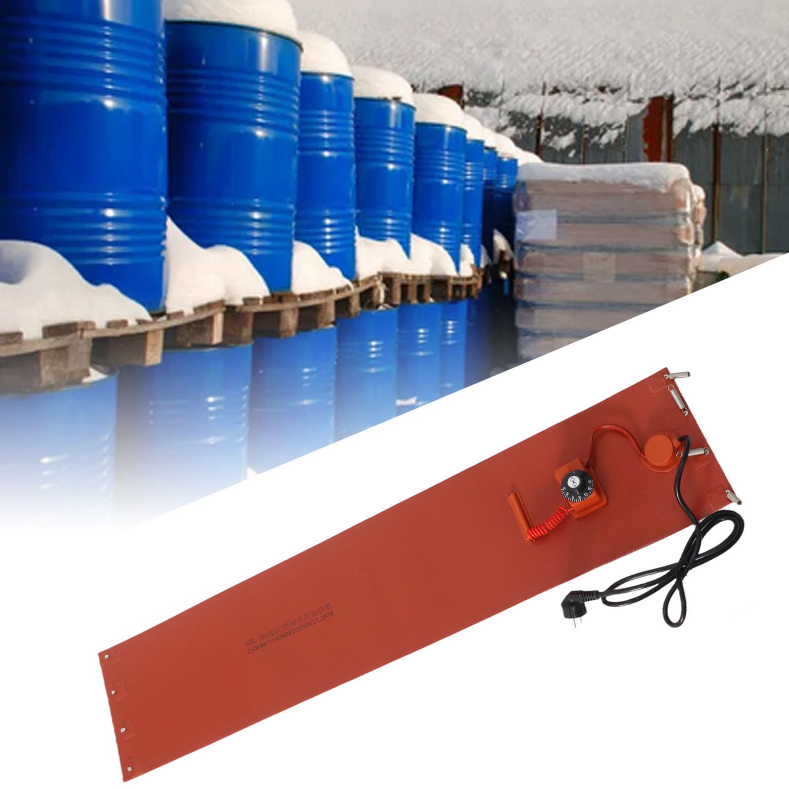 Riscaldatore per Fusti con Termostato, Riscaldatore per Fusti 50 Litri, Riscaldatore per Fusti a Olio 1200 W 30-150 ℃ con Termostato 250 Mm X 1140 Mm (Spina UE 220V)
