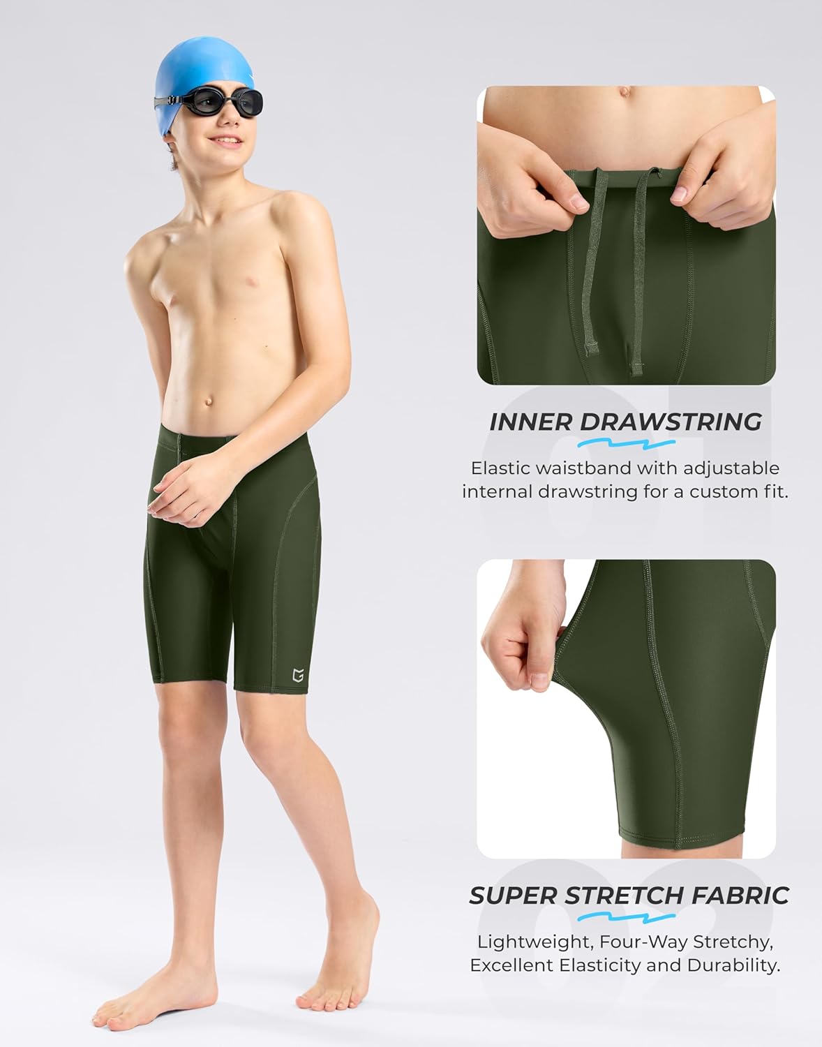 G Gradual Boys Swim Jammers Youth Competitive Swim Team Trunks Quick Dry Stretch Racing Swimsuit Swimming Shorts for Boy - Image 5