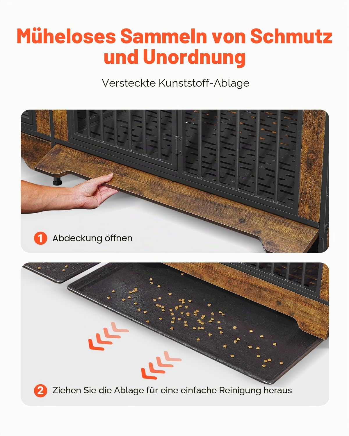 VEVOR Hundekäfig Möbel für 2 Hunde, 1901 x 670 x 824 mm Doppel-Hundebox für große Hunderassen mit Trennwand & Doppeltüren, Hundehaus aus Holz, Beistelltisch für mittelgroße und große Hunde, Braun