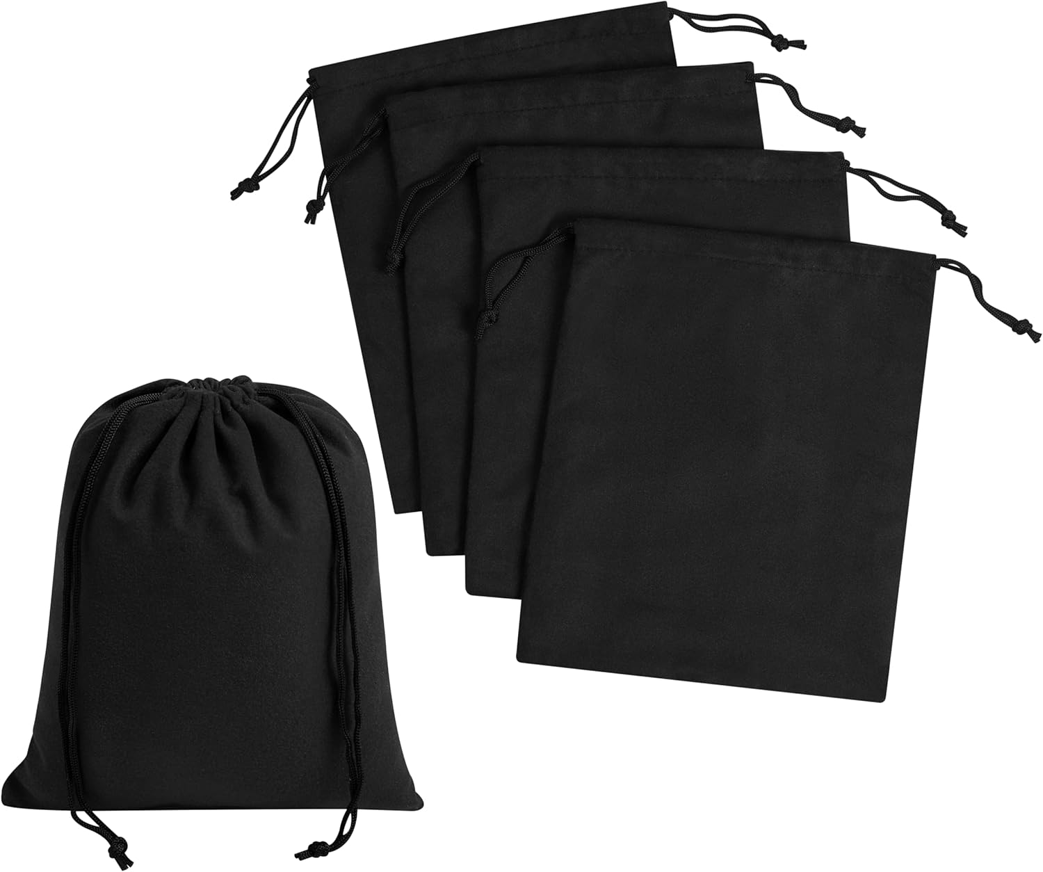 Product image of Premium Microfiber Drawstring Bags (Set of 5) – Multipurpose Travel Storage Pouches for Cords, Toiletries, Jewelry, Shoes – Durable Organizer with Strong Drawstring Closure (Black, 6 x 8 Inches)