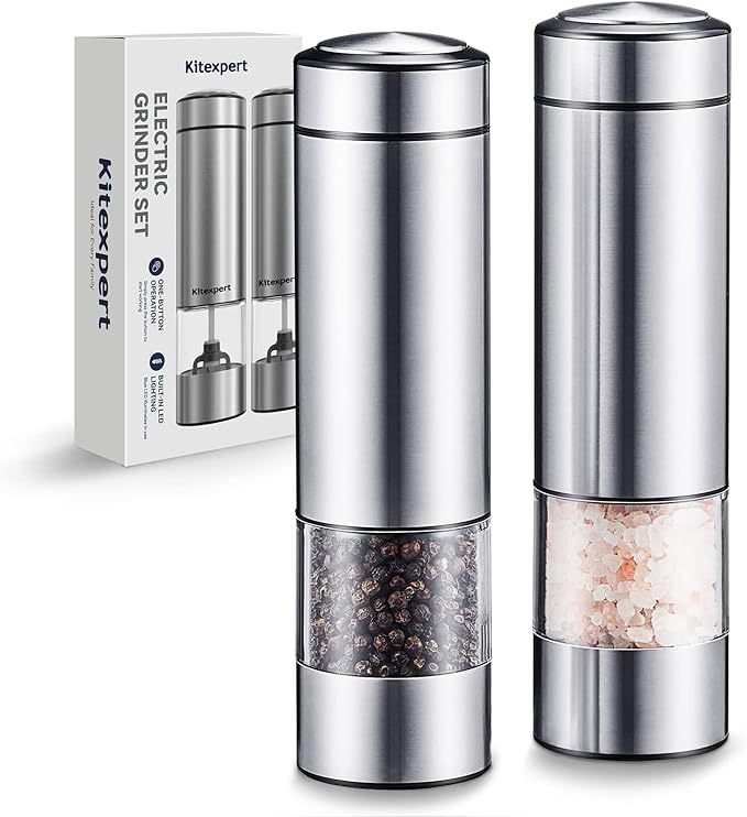 Electric Salt and Pepper Grinder Set Kitexpert Battery
