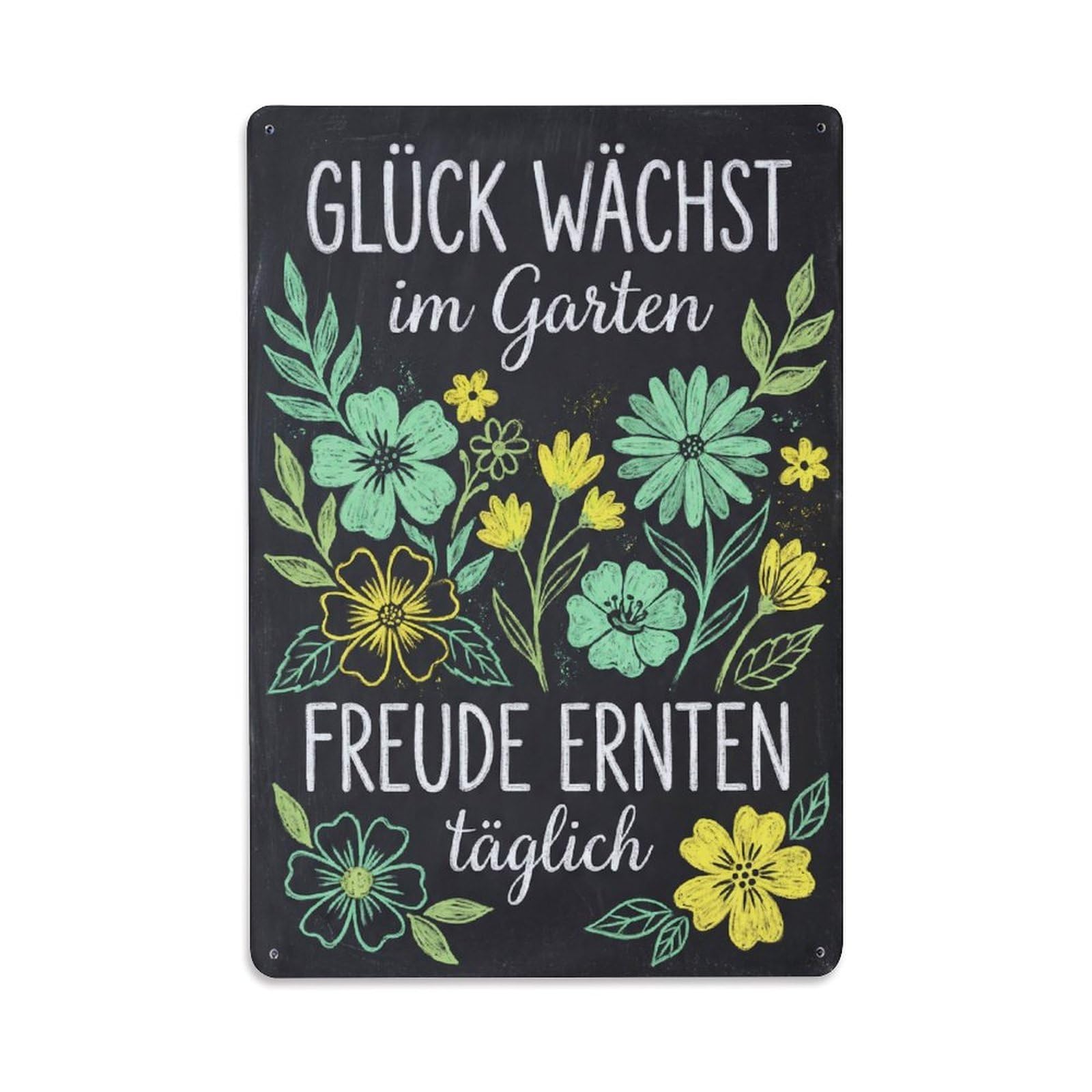 Vintage Funny Garden Grow Happiness Rustic Gate Meadow Metal Tin Sign Plaque Wall Decor for Cafe, Club Bar, Office, Garden Metal Poster 8x12Inch