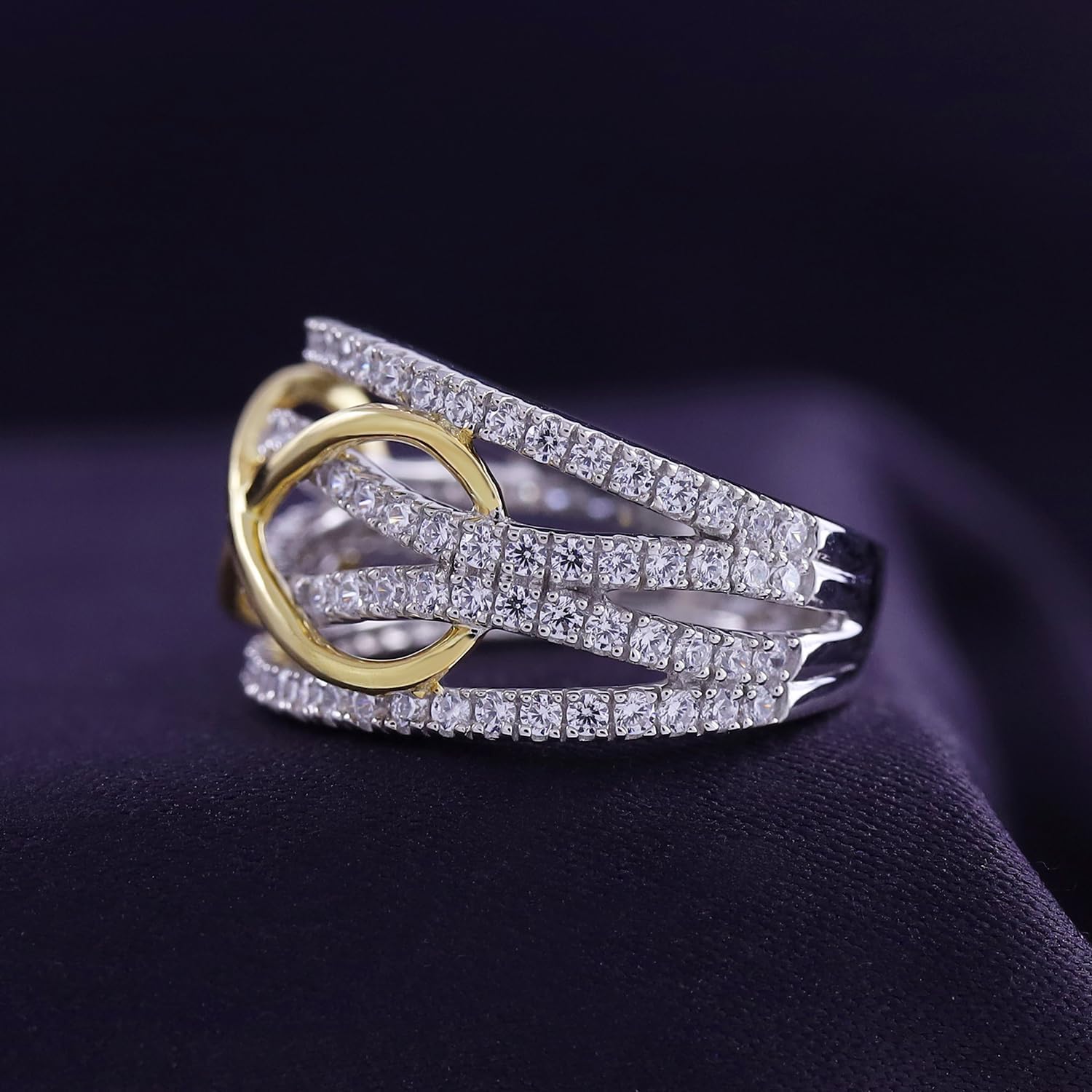 AFFY Two Tone 14k Gold Over Sterling Silver Infinity Engagement Wedding Ring with White Cubic Zirconia Jewelry Gift for Women