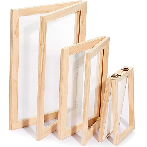 Honoson 3 Pieces Paper Making Wooden Paper Making Mould Papermaking