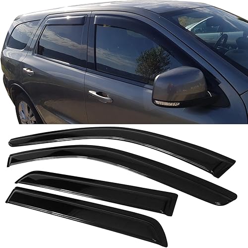 Miniatura 7 de IKON MOTORSPORTS - Visera de ventana compatible con Dodge Durango 2011-2025, 4 unidades con tinte de humo acrílico, protección contra la lluvia,
