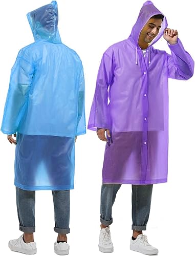 Miniatura 7 de 2 Ponchos de lluvia para adultos, impermeables, reutilizables, supervivencia de emergencia con capuchas y mangas, para mujeres y hombres