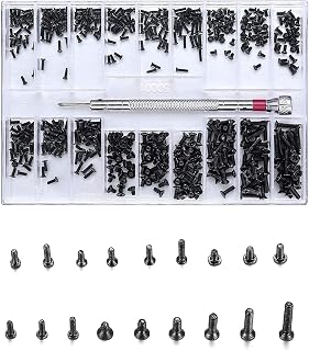Small Replacement Screws Kit with Screwdriver, M1.2 M1.4 M2.0 Black Micro Assorted Screws for Laptop, Computer, SSD, Glasses, Watches, Electronic Repair (500 pcs,Black)