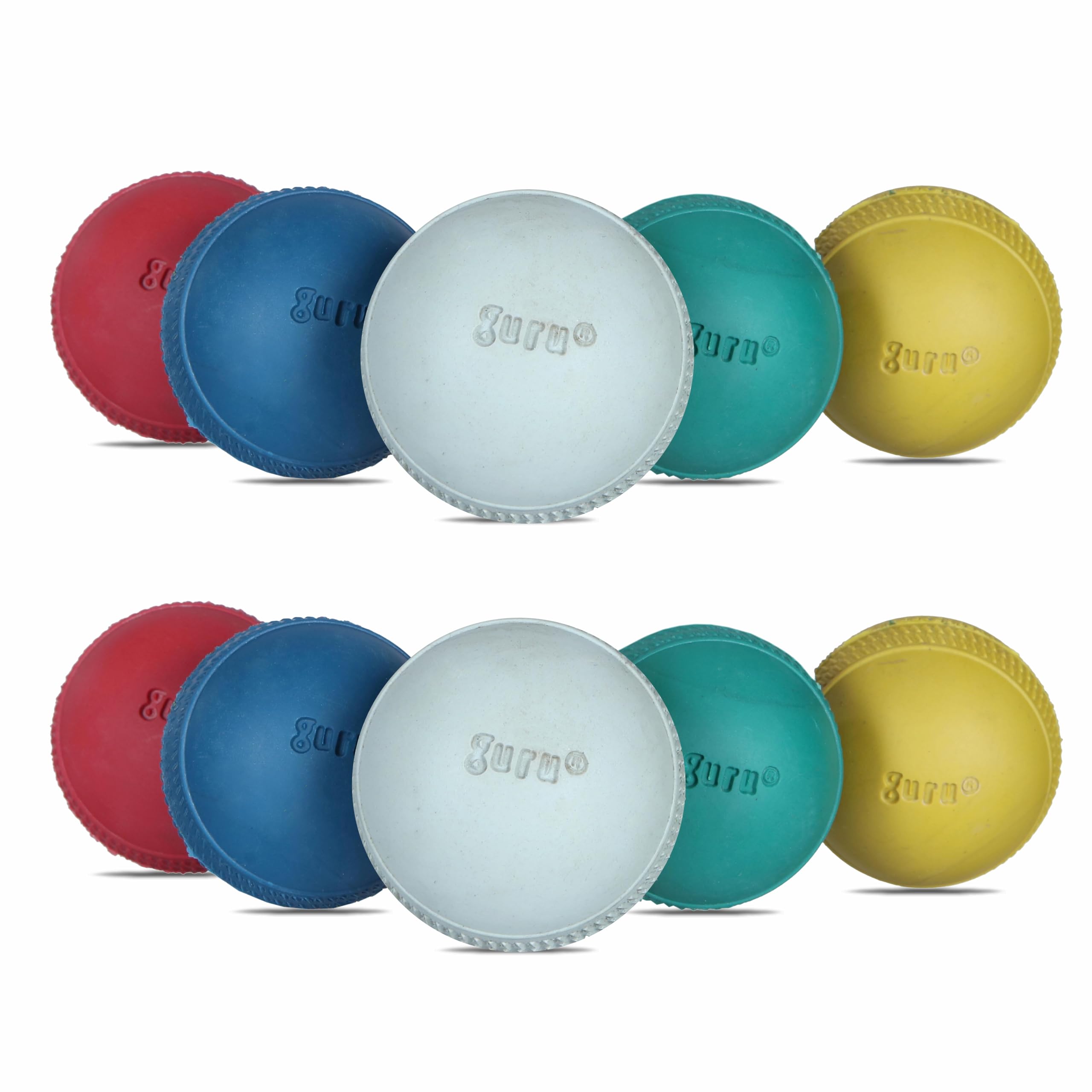 GURU Cricket Ball, Cricket Rubber Ball Set, Rubber Cricket Ball 85g Weight Cricket Rubber Ball (Pack of 10, Multicolor)-image-37