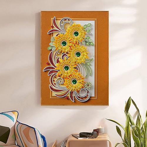 Miniatura 3 de TRRCEPOS Pintura de diamante de taladro parcial, kit de pintura de diamante 5D para adultos y niños, imágenes de flores de diamante de 12 x 16