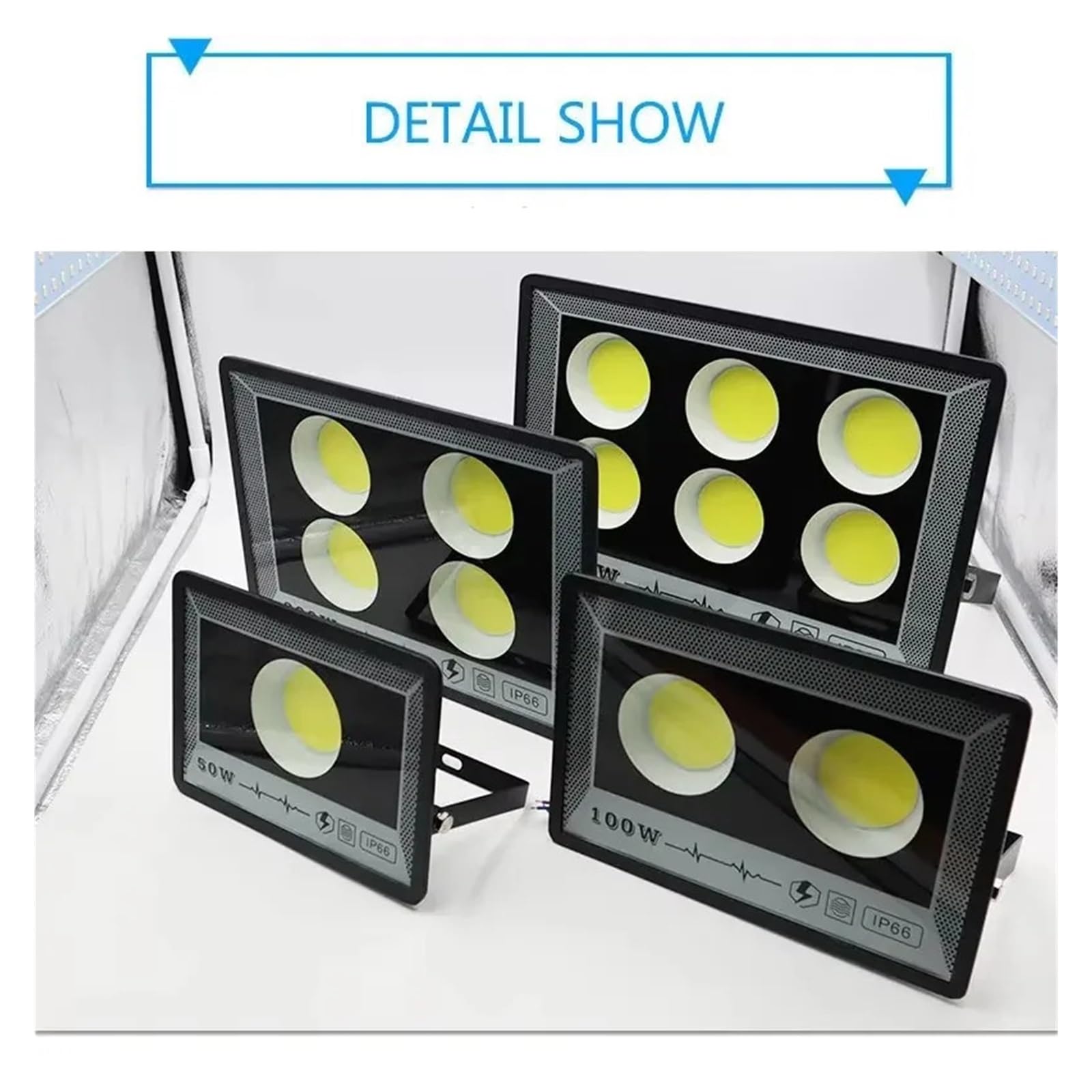 Proiettore per esterni, Proiettore a LED 500W 400W 300W 200W 100W 50W AC 220V Faretto da parete for esterni IP66 Lampione stradale a LED impermeabile(Warm White,50W)