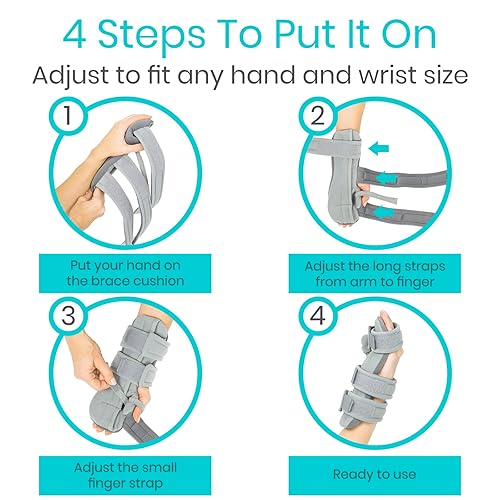 Miniatura 3 de Vive Férula de mano en reposo derecha - Muñequera inmovilizador nocturno para dedos - Envoltura estabilizadora de pulgar - Para artritis tendinitis