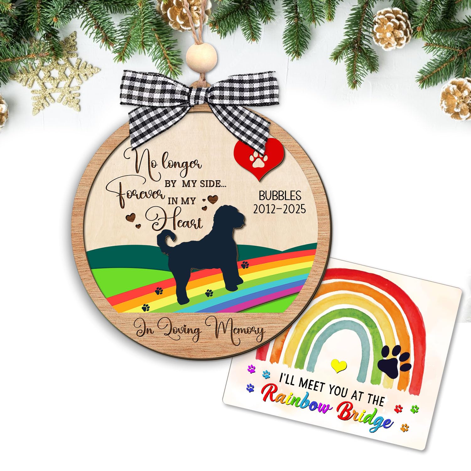 Surmonter Perte Chien Goldendoodle Ornement Noël Commémoratif Arc-en-Ciel