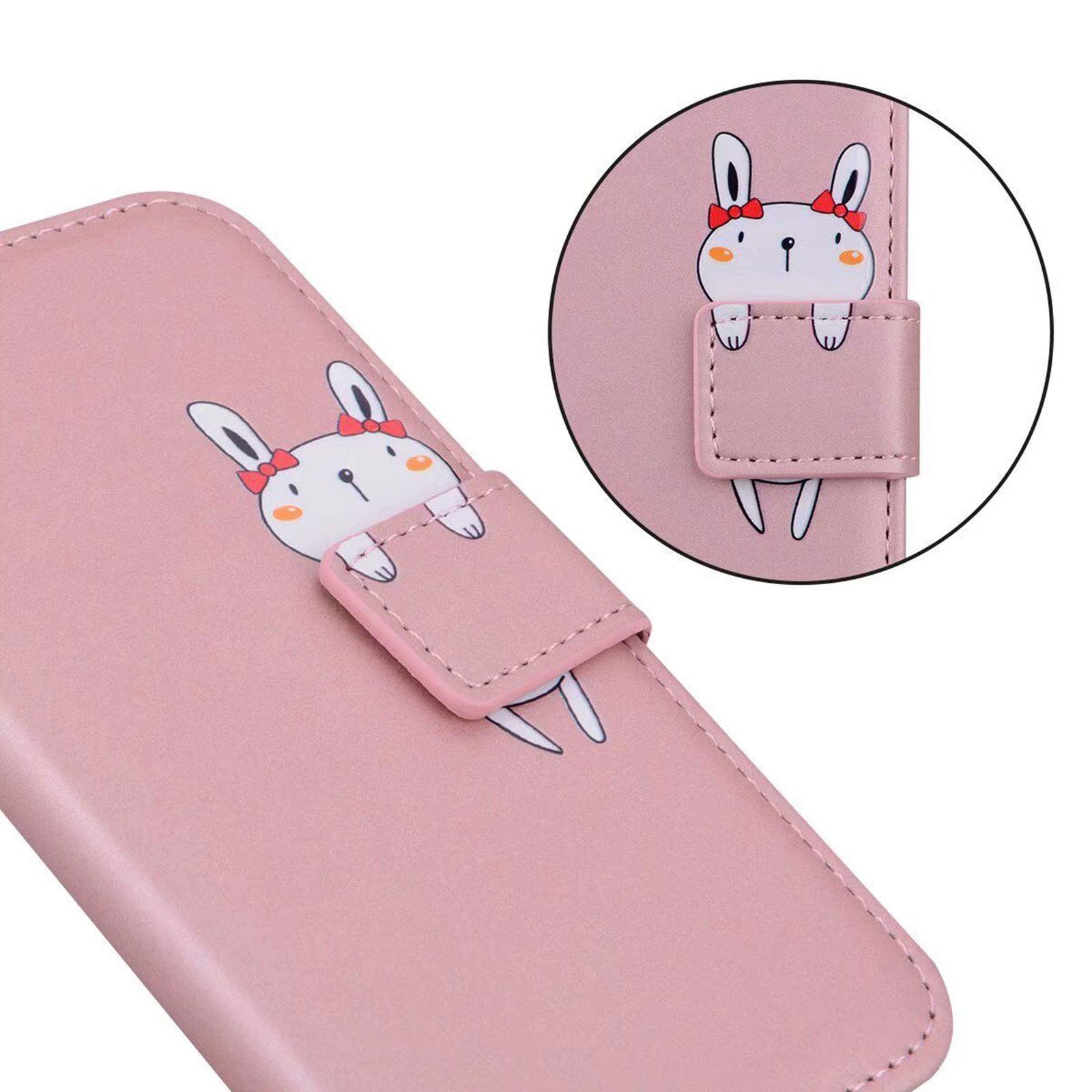Ailisi Cover Per Samsung Galaxy A52 5G/A52s 5G - Custodia A Libro Con Portafoglio, Design Coniglio Rosa, Pelle PU Con Supporto E Slot Carte - 3