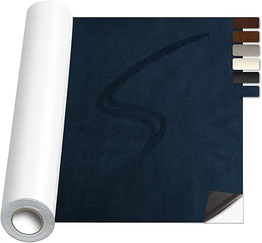 Suede Repair Patch, Large Faux Suede Leather Fabric,Self-Adhesive Fabric Patches for Furniture, Couch, Sofa, Car Interior, Shoes, Hand Bag, Jewelry Boxes Blue, 17x100inch
