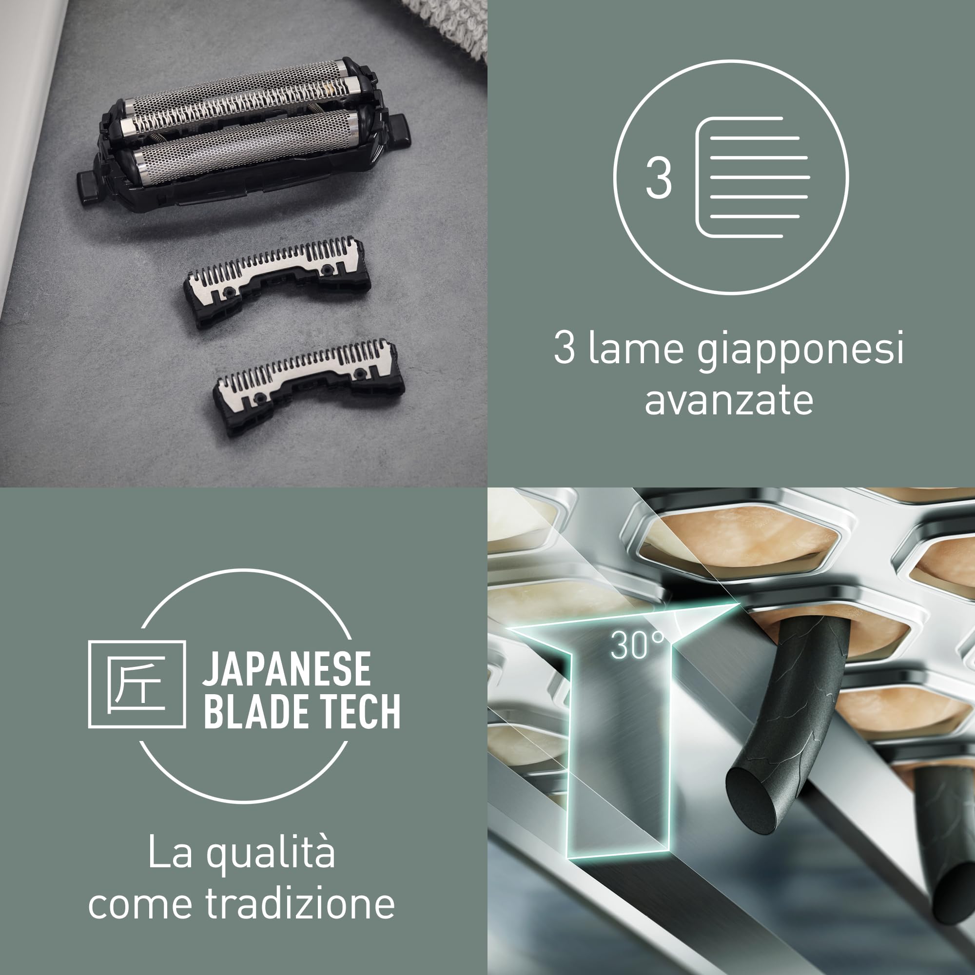Panasonic WES9013Y1361 Lame di Ricambio per Rasoi Elettrici ES-LL41 ES-LL21 ES-GA21 ES-LT71, ES-LT31, ES-RT87, ES-RT67 e ES-RT47 Set Combinato Sistema a 3 Lame Acciaio Inox Giapponese all'Avanguardia