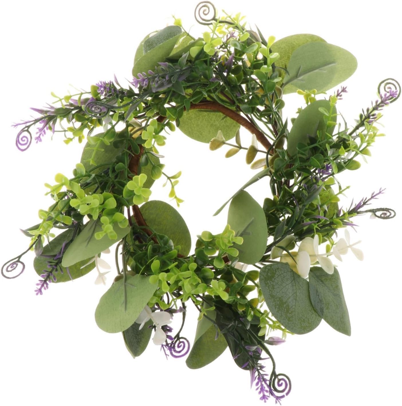 Eucalyptus Leaves Wreath Artificial Flower Candle Rings Table Candle Garland Candle Holder Artificial Flower Candle Rings Greenery Candlestick Holder for Door Wall Party Tabletop Decorations