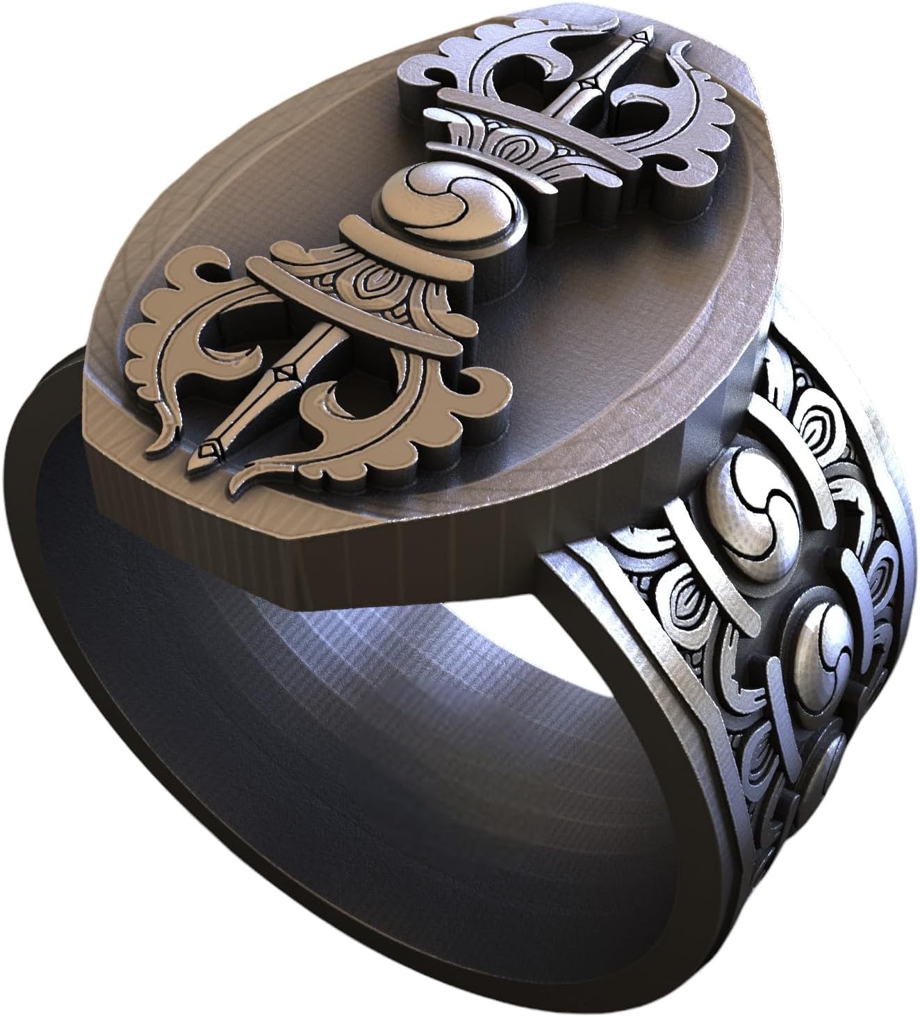 Vajra Ring Men's Silver Signet Ring – Handmade Buddhist Statement Band for Spiritual Jewelry Lovers