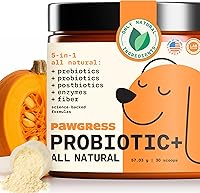 Vista 1 de Pawgress Probiotic Plus Powder - Multivitamínico para perros - Suplemento con fibra, probióticos, prebióticos, postbióticos y más - 30 cucharadas